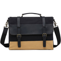 Mens Canvas Leather Briefcase Handbag Work Bag Business Bag for Men - iwalletsmen