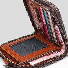 Handmade Mens Cool billfold Leather Wallet Men Small Wallets Bifold for Men - iwalletsmen