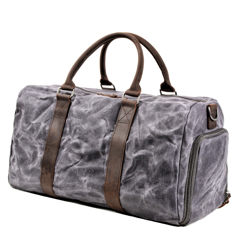 Waxed Canvas Leather Mens Large Travel Weekender Bag Waterproof Duffle bag for Men - iwalletsmen