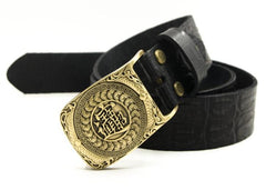 Handmade Genuine Leather Punk Rock Chinese Amass Fortunes Mens Cool Men Biker Trucker Leather Belt