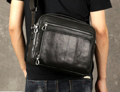 Genuine Leather Mens Cool Messenger Bag Briefcase Work Bag Business Bag for men