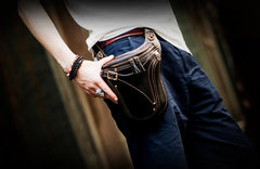 Leather Belt Pouch Mens Small Cases Waist Bag Hip Pack Belt Bag Fanny Pack Bumbag for Men