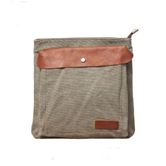 Mens Canvas Leather Square Side Bag Messenger Bag Canvas Shoulder Bag for Men - iwalletsmen