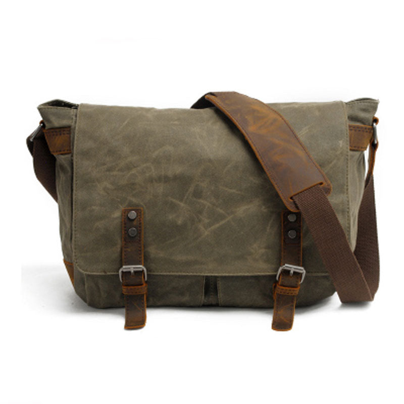 Mens Waxed Canvas Camera Messenger Bag Side Bag Camera Shoulder Bag for Men - iwalletsmen