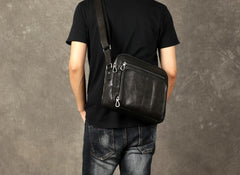 Genuine Leather Mens Cool Messenger Bag Briefcase Work Bag Business Bag for men