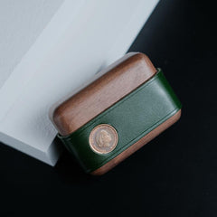 Handmade Green Leather Cherrywood AirPods Pro Case Custom Green Leather AirPods Pro Case Airpod Case Cover - iwalletsmen