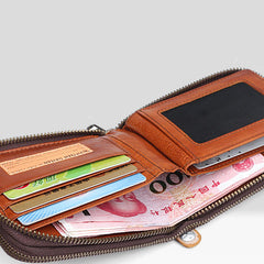 Handmade Mens Cool billfold Leather Wallet Men Small Wallets Bifold for Men - iwalletsmen