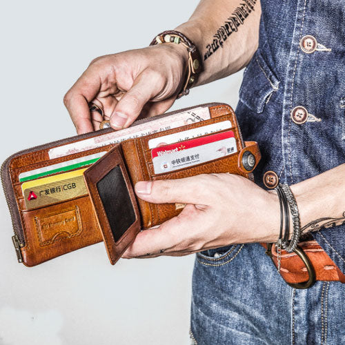 Handmade Mens Cool billfold Leather Wallet Men Small Wallets Bifold fo –  iwalletsmen