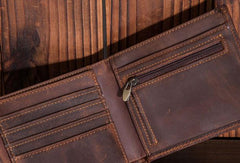 Vintage Cool Mens Leather Small Wallet Bifold billfold Wallet Slim Wallet For Men - iwalletsmen