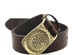 Handmade Genuine Leather Punk Rock Chinese Amass Fortunes Mens Cool Men Biker Trucker Leather Belt