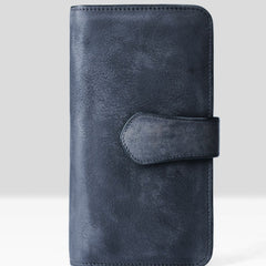 Handmade Leather Mens Cool Long Leather Wallet Trifold Clutch Wallet for Men - iwalletsmen