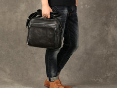 Genuine Leather Mens Cool Messenger Bag Briefcase Work Bag Business Bag for men