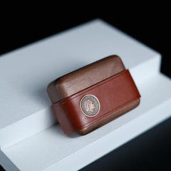 Handmade Black Leather Cherrywood AirPods Pro Case Custom Black Leather AirPods Pro Case Airpod Case Cover - iwalletsmen