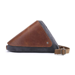 Mens Waxed Canvas Leather Triangular Side Bag Canvas Courier Bags for Men - iwalletsmen