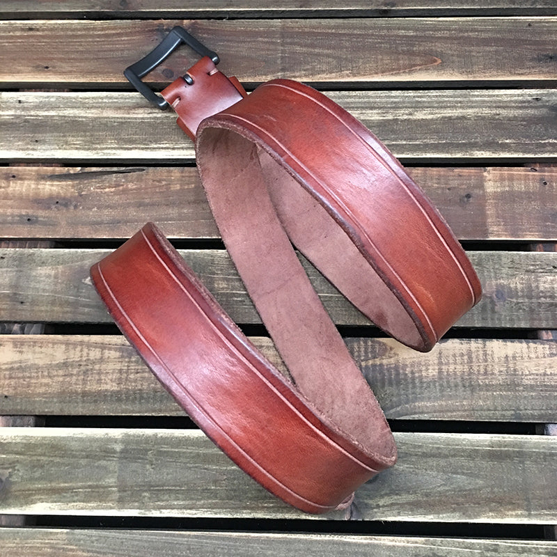 Casual Handmade Leather Simple Leather Belts Mens Black Belts Men Brow –  iwalletsmen