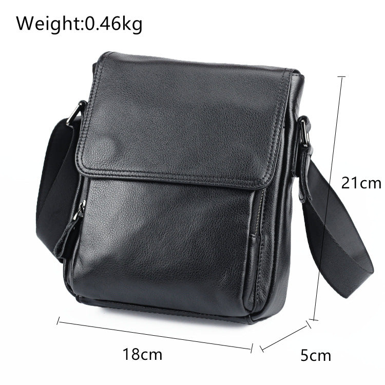 Black Leather Vertical Shoulder Bag Side Bag Courier Bag Messenger Bag ...