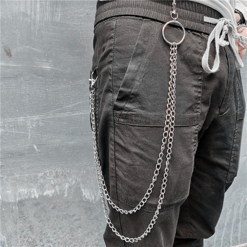 Badass Stainless Steel Mens Double Layer Pants Chain Long Wallet Chain ...