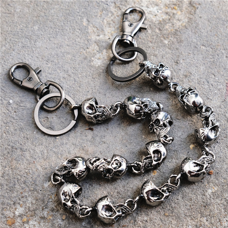 Sterling Silver Phantom Skull Biker Wallet Chain