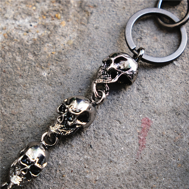 Dasilva Men's Skull Ghost Head Metal Chain Keychain - Hip Top Punk Rock Jeans Pants Trousers Wallet Waist Chain Two-Strand Biker Multifunctional Keychain