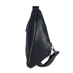 Best Black Leather Men's Sling Bag Chest Bag Cool Streamline Sling Backpack For Men