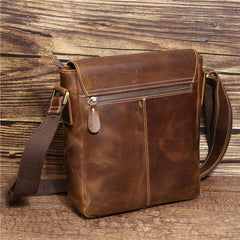 Best Brown Leather Men's Vertical Side Bag 10 inches Vertical iPad Messenger Bag For Men