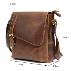 Best Brown Leather Men's Vertical Side Bag 10 inches Vertical iPad Messenger Bag For Men