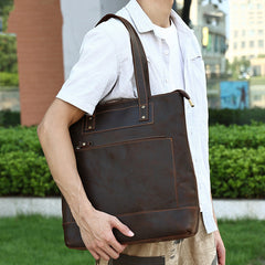 Best Men Vintage Leather Handbag Tote Shoulder Tote bag For Men