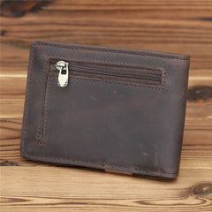 Bifold Coffee Leather Mens Slim Wallet Front Pocket Wallet billfold Wallet With Money Clip for Men