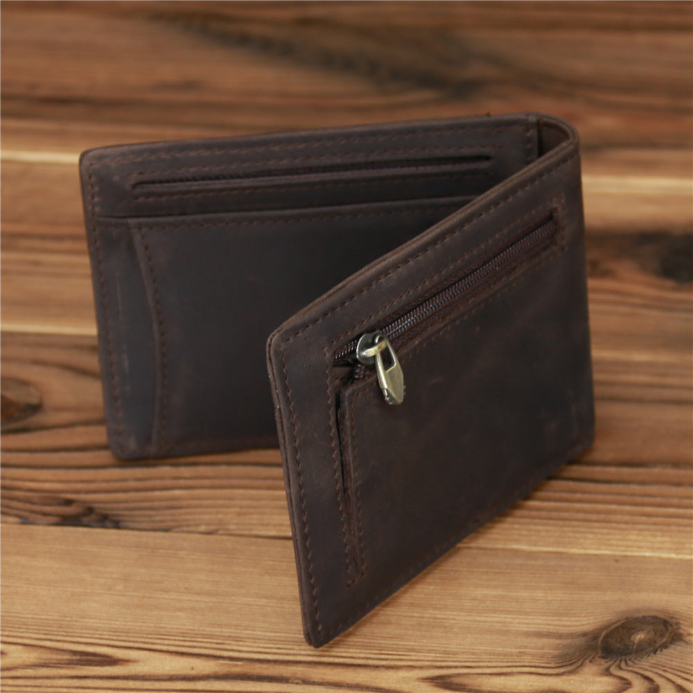 Bifold Coffee Leather Mens Slim Wallet Front Pocket Wallet billfold Wallet With Money Clip for Men