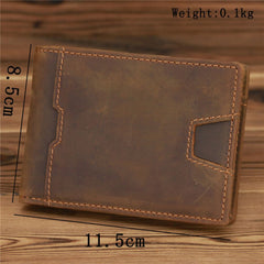 Bifold Coffee Leather Mens Slim Wallet Front Pocket Wallet billfold Wallet With Money Clip for Men