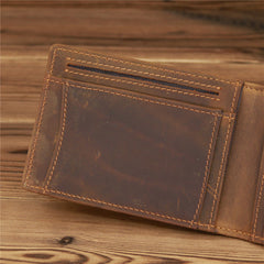 Bifold Coffee Leather Mens Slim Wallet Front Pocket Wallet billfold Wallet With Money Clip for Men