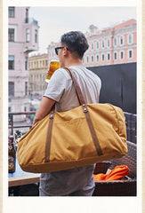 Camel Mens Canvas Large Weekender Bag Canvas Travel Shoulder Bag Large Canvas Duffle Bags for Men - iwalletsmen