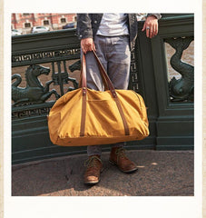 Camel Mens Canvas Large Weekender Bag Canvas Travel Shoulder Bag Large Canvas Duffle Bags for Men - iwalletsmen