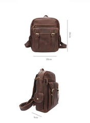 Coffee Cool Leather Mens School Backpack College Backpack 14'' Computer Backpack For Men - iwalletsmen