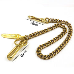 Cool Brass Mens Key Chain Long Gold Wallet Chain Pants Chain Biker Wallet Chain For Men - iwalletsmen