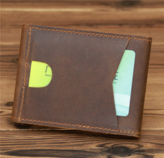 Brown Leather Mens License ID Wallets Front Pocket Wallet Cards Wallet for Men