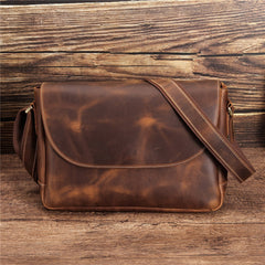 Vintage Coffee Leather Mens Side Bag Messenger BAG School Courier Bag FOR MEN