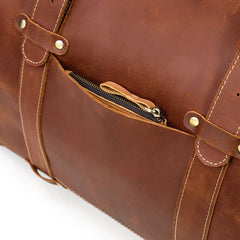 Coffee Leather Mens Travel Bag Weekender Bag Large Duffle Bag Cool Overnight Bag for Men