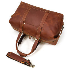 Coffee Leather Mens Travel Bag Weekender Bag Large Duffle Bag Cool Overnight Bag for Men