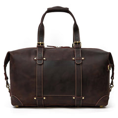 Coffee Leather Mens Travel Bag Weekender Bag Large Duffle Bag Cool Overnight Bag for Men