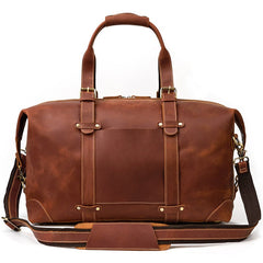 Coffee Leather Mens Travel Bag Weekender Bag Large Duffle Bag Cool Overnight Bag for Men