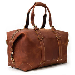 Coffee Leather Mens Travel Bag Weekender Bag Large Duffle Bag Cool Overnight Bag for Men