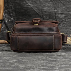 Brown Leather Mens Vertical Messenger Bag iPad Side Bag Small Courier Bag For Men