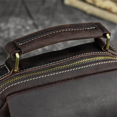 Brown Leather Mens Vertical Messenger Bag iPad Side Bag Small Courier Bag For Men