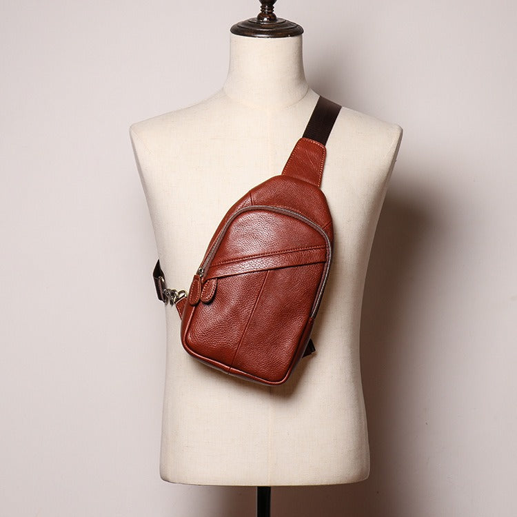 Sling Crossbody Backpack Shoulder Bag Men Women Leather Chest