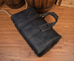 Brown Cool Leather 16 inches Weekender Bag Black Travel Shoulder Bags Duffle Bag for Men - iwalletsmen