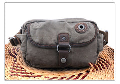 Canvas Mens Chest Bag Khaki Waist Bag Black Canvas Fanny Pack Shoulder Bag For Men - iwalletsmen