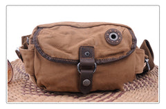 Canvas Mens Chest Bag Khaki Waist Bag Black Canvas Fanny Pack Shoulder Bag For Men - iwalletsmen