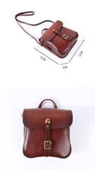 Casual Black Leather Mens Cool Square Side Bag Messenger Bag Vertical Brown Small Postman Courier Bag for Men - iwalletsmen