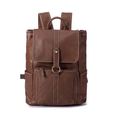 Top Brown Leather Men's Satchel Backpack Computer Backpack 14 inches School Backpack For Men - iwalletsmen